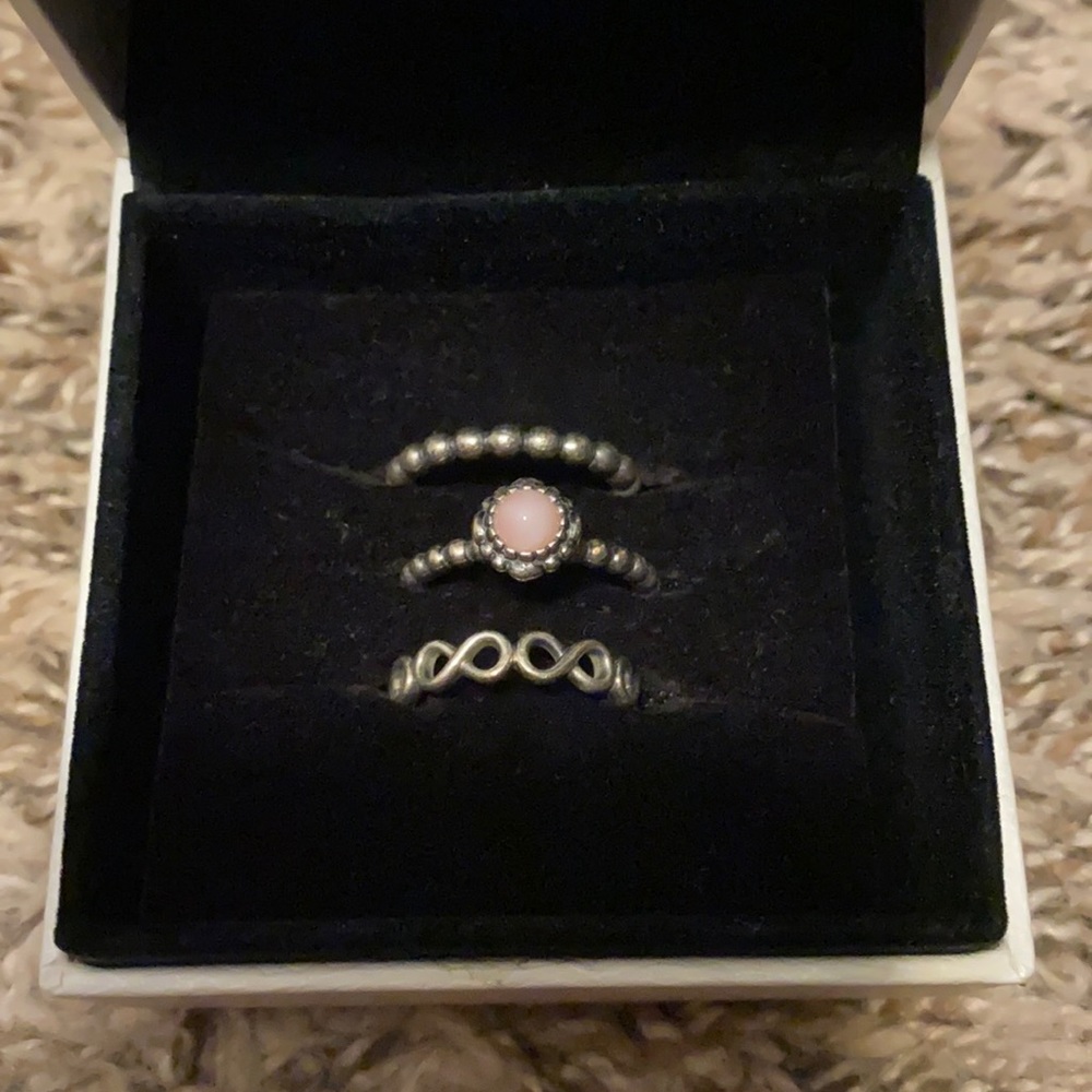 Pandora set of three rings size 7